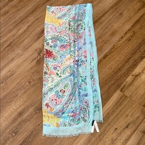 Talbots Vibrant Paisley Rectangular Multicolor Scarf NWT